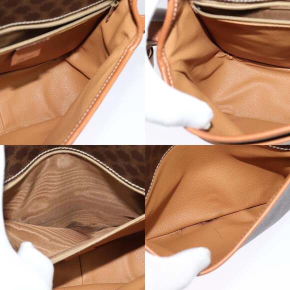 CELINE Macadam Canvas Shoulder Bag Pvc Leather Brown Gold - Picture 12 of 13